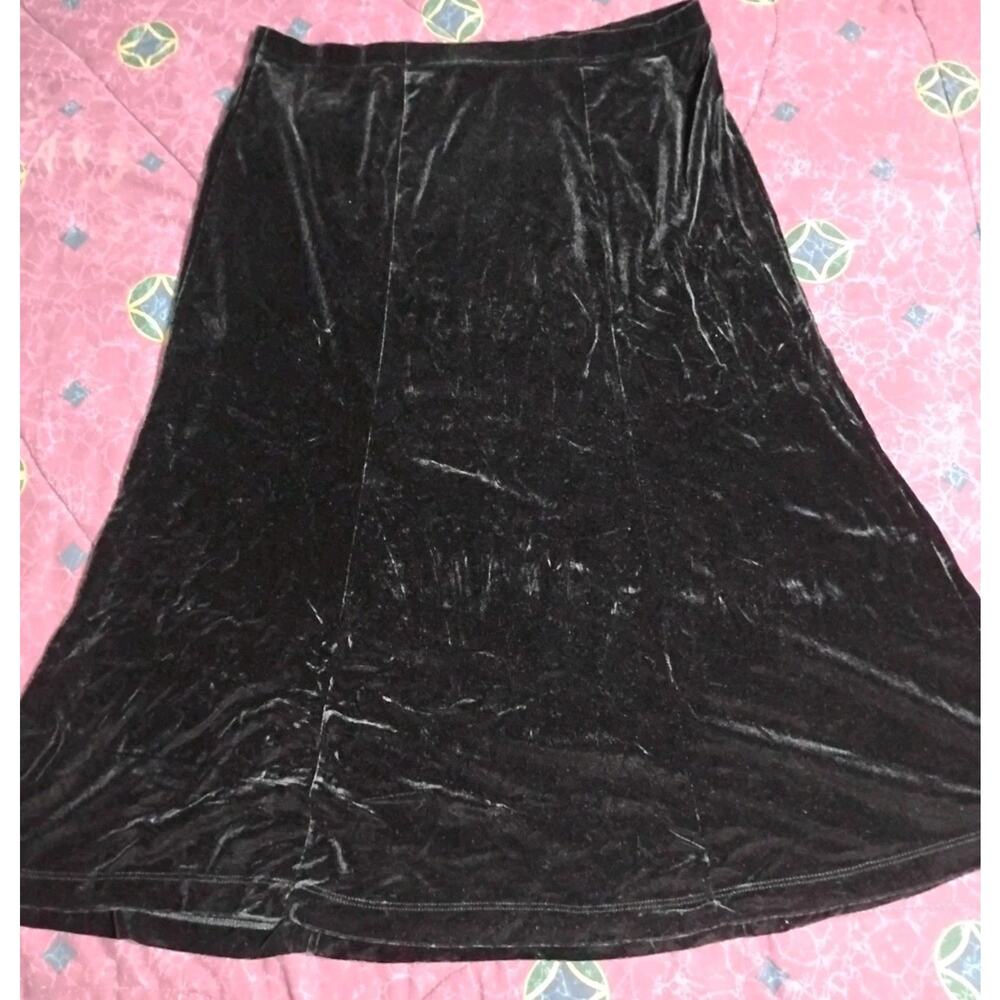 White Stag Women's Velvet Black Maxi Long Skirt Size Large